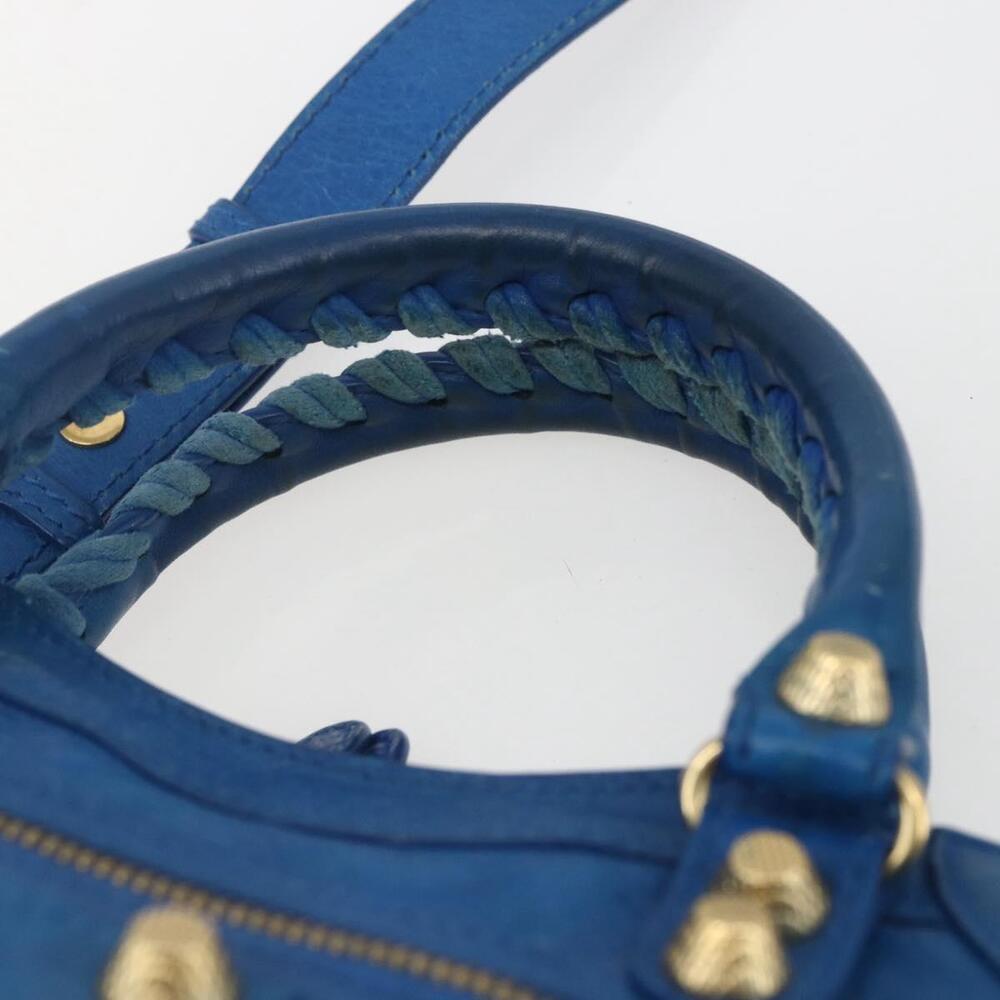 BALENCIAGA Giant Mini City Hand Bag Leather 2way Blue Gold 309544 Auth am10173V - Picture 8 of 16